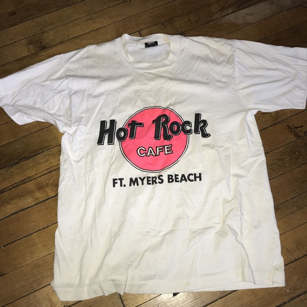 Vintage Hot Rock Cafe Ft MyersBeach FL Adult Large Tee‎ Shirt Screen Stars Best